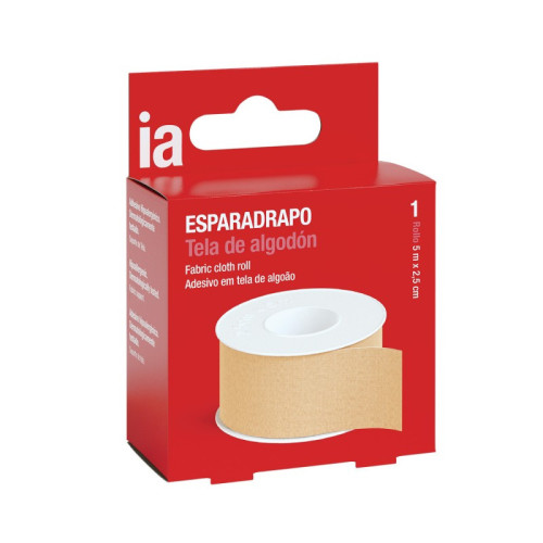 ESPARADRAPO DE TELA DE ALGODON INTERAPOTHEK 1 UNIDAD 5 M X 2,5 CM
