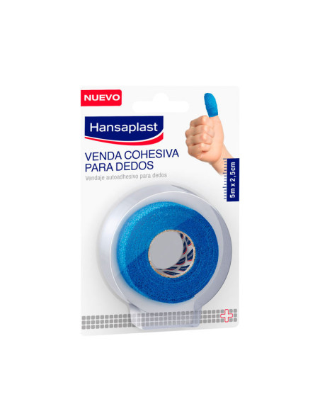 VENDA COHESIVA PARA DEDOS HANSAPLAST 1 UNIDAD 5 M X 2,5 CM COLOR AZUL
