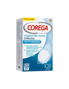 COREGA OXIGENO BIO-ACTIVO LIMPIEZA PROTESIS DENTAL 108 TABLETAS