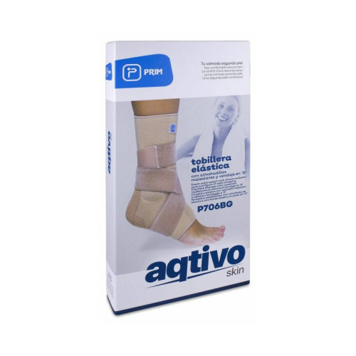 TOBILLERA ELASTICA PRIM AQTIVO SKIN CON ALMOHADILLAS MALEOLARES SILICONA Y VENDAJE EN 8 1 UNIDAD