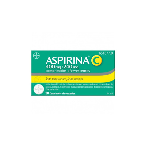 ASPIRINA C 400 MG/240 MG 20 COMPRIMIDOS EFERVESCENTES