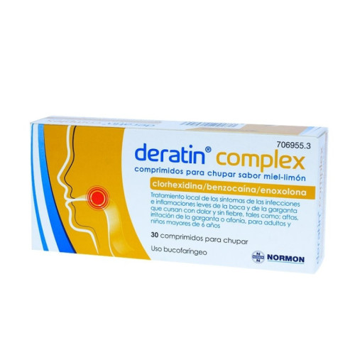 DERATIN COMPLEX 30 COMPRIMIDOS PARA CHUPAR (SABOR MIEL-LIMON)