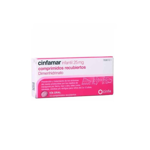 CINFAMAR INFANTIL 25 MG 10 COMPRIMIDOS RECUBIERTOS