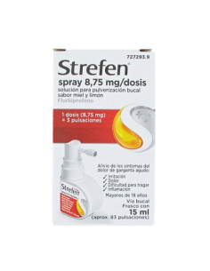 STREFEN SPRAY 8,75 MG/DOSIS SOLUCION PARA PULVERIZACION BUCAL 1 FRASCO 15 ML (SABOR MIEL Y LIMON