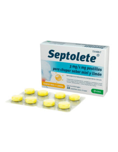 SEPTOLETE 3 MG/1 MG 16 PASTILLAS PARA CHUPAR (SABOR MIEL Y LIMON)