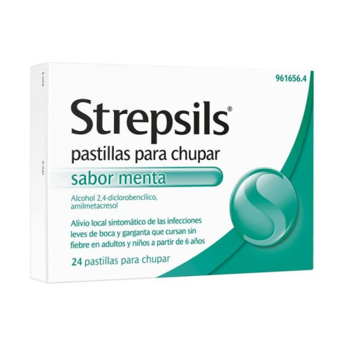 STREPSILS 24 PASTILLAS PARA CHUPAR (SABOR MENTA)
